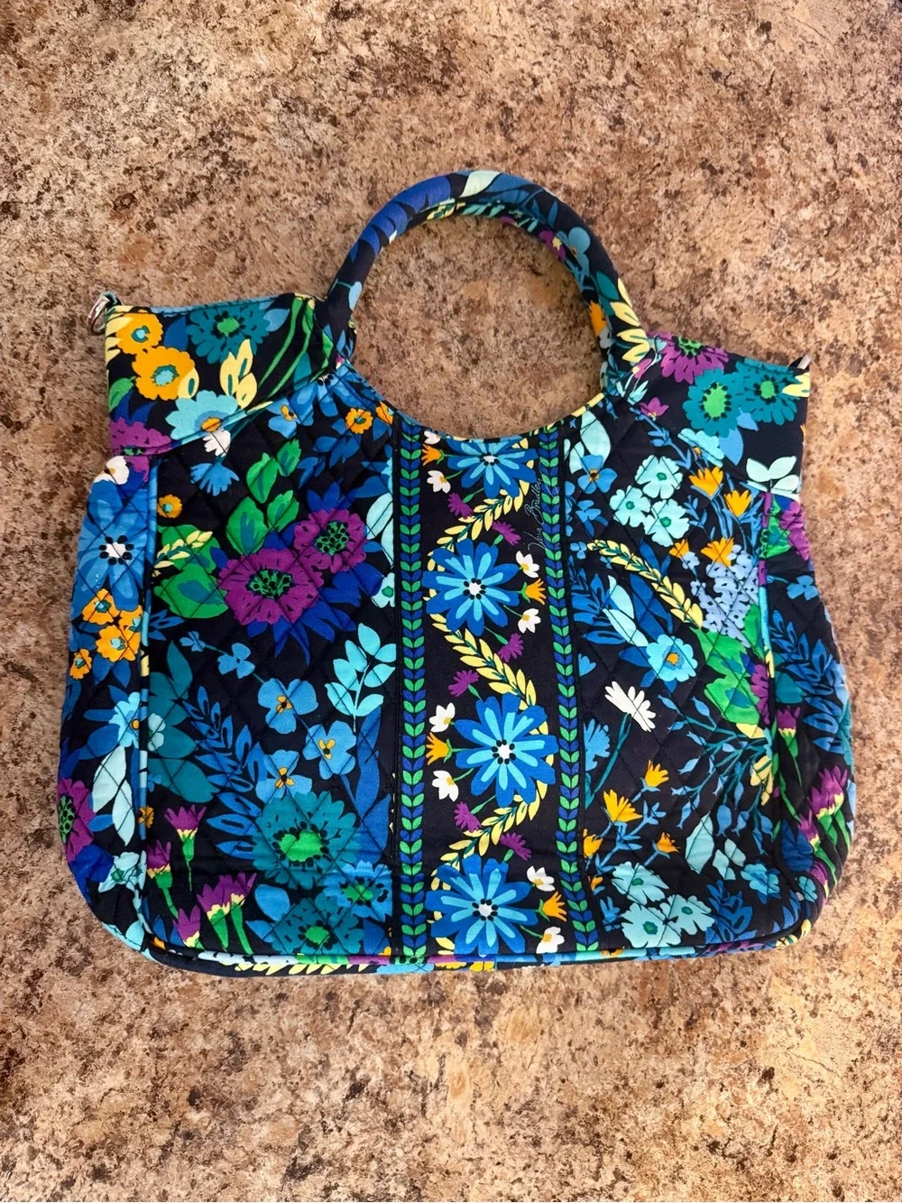 Vera Bradley Midnight Blues Quilted Satchel Crossbody Bag Floral Retired Print
